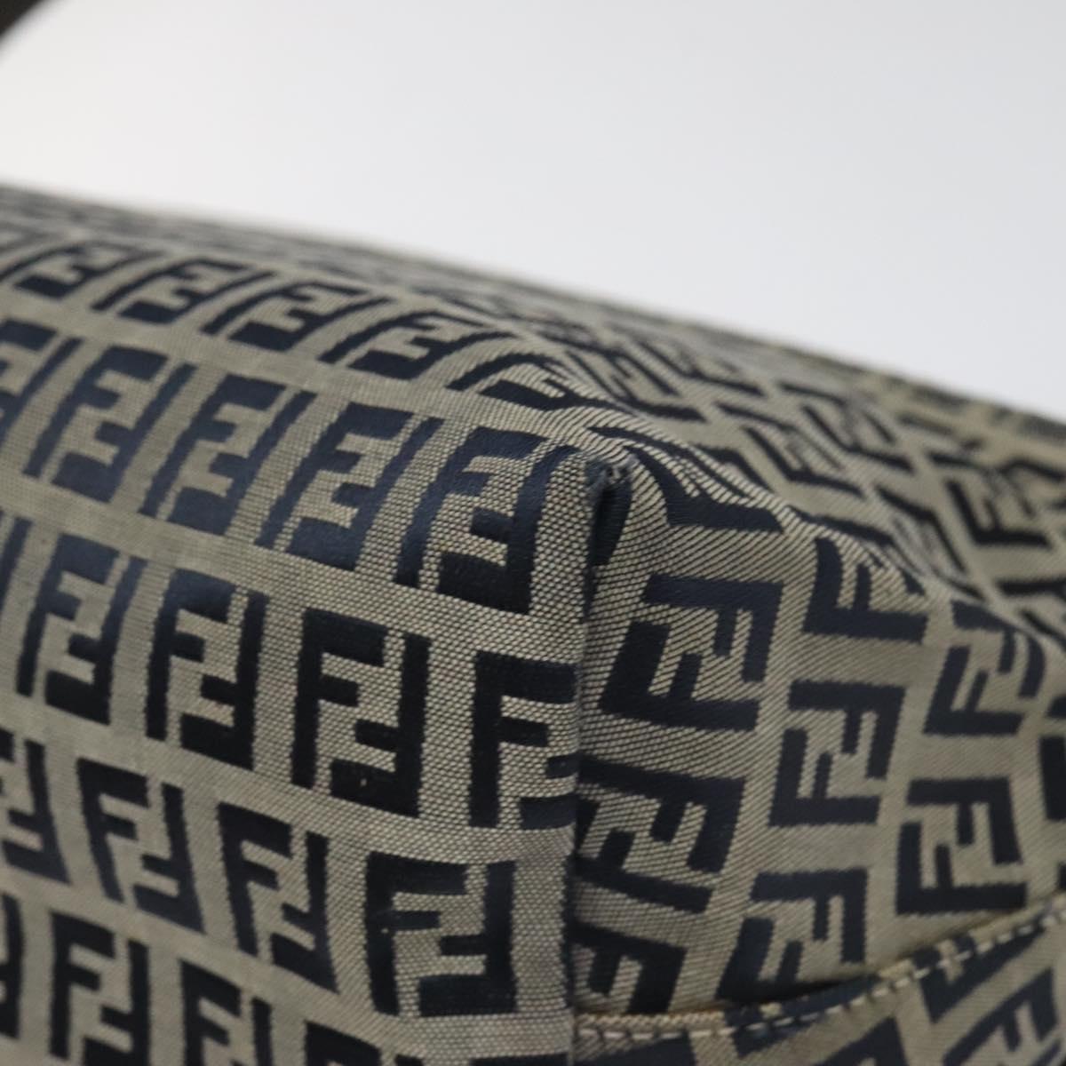 FENDI Zucchino Canvas Shoulder Bag Navy 112538