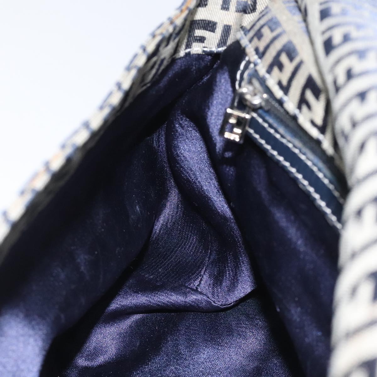 FENDI Zucchino Canvas Shoulder Bag Navy 112538