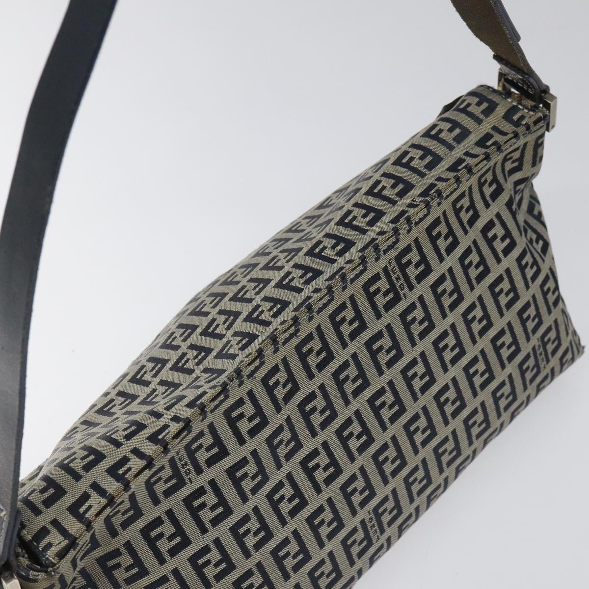 FENDI Zucchino Canvas Shoulder Bag Navy 112538