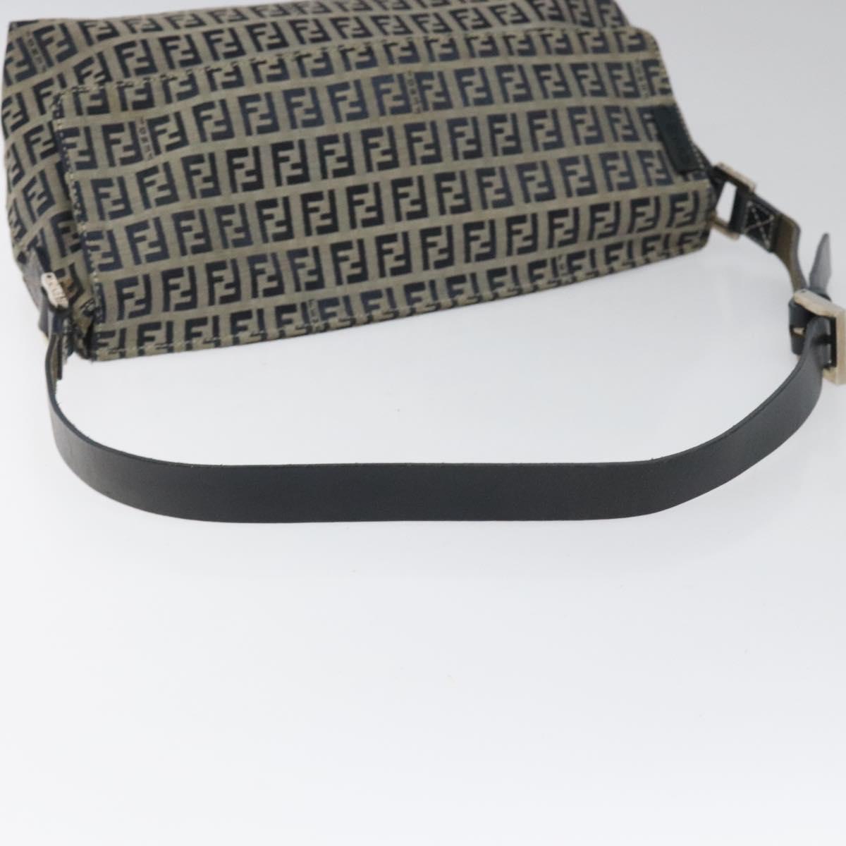 FENDI Zucchino Canvas Shoulder Bag Navy 112538