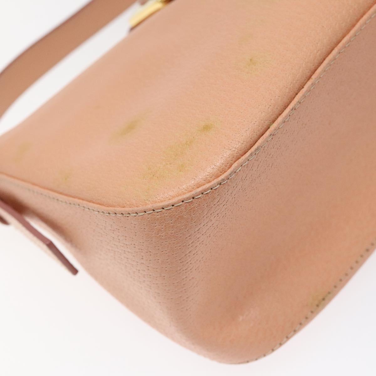 FENDI Mamma Baguette Shoulder Bag Leather Gold Pink 112595