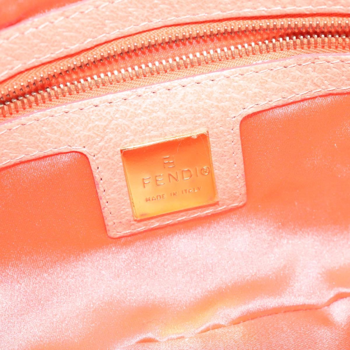 FENDI Mamma Baguette Shoulder Bag Leather Gold Pink 112595
