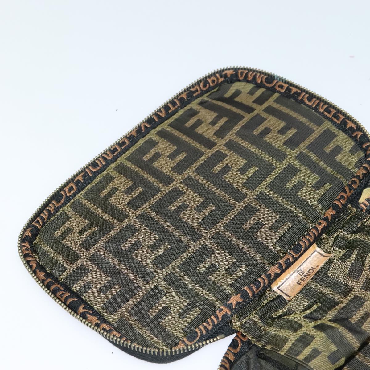 FENDI Zucca Canvas Vanity Pouch Brown Black gold 112683