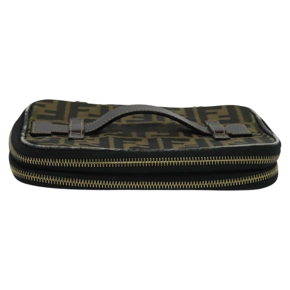 FENDI Zucca Canvas Vanity Pouch Brown Black gold 112683