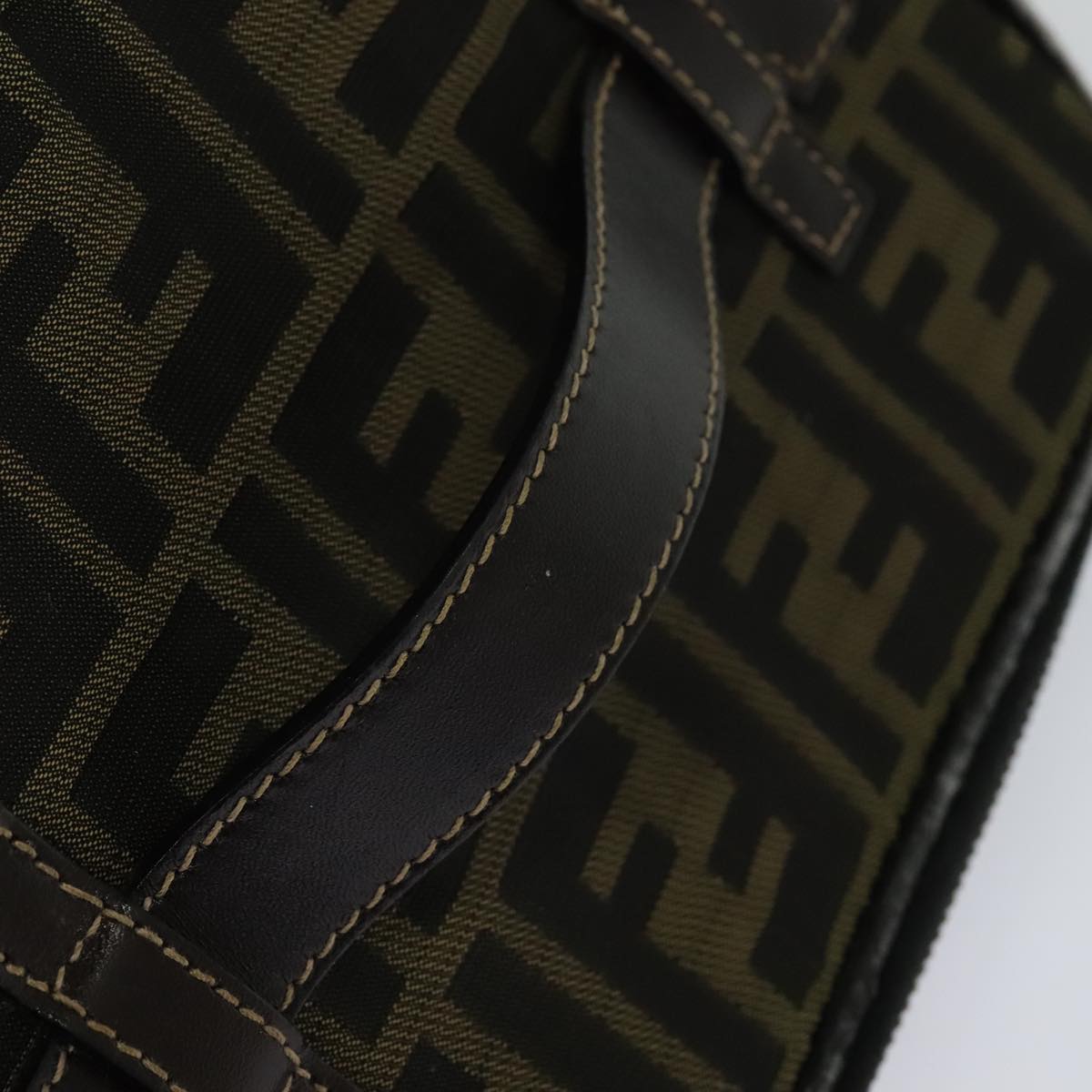 FENDI Zucca Canvas Vanity Pouch Brown Black gold 112683