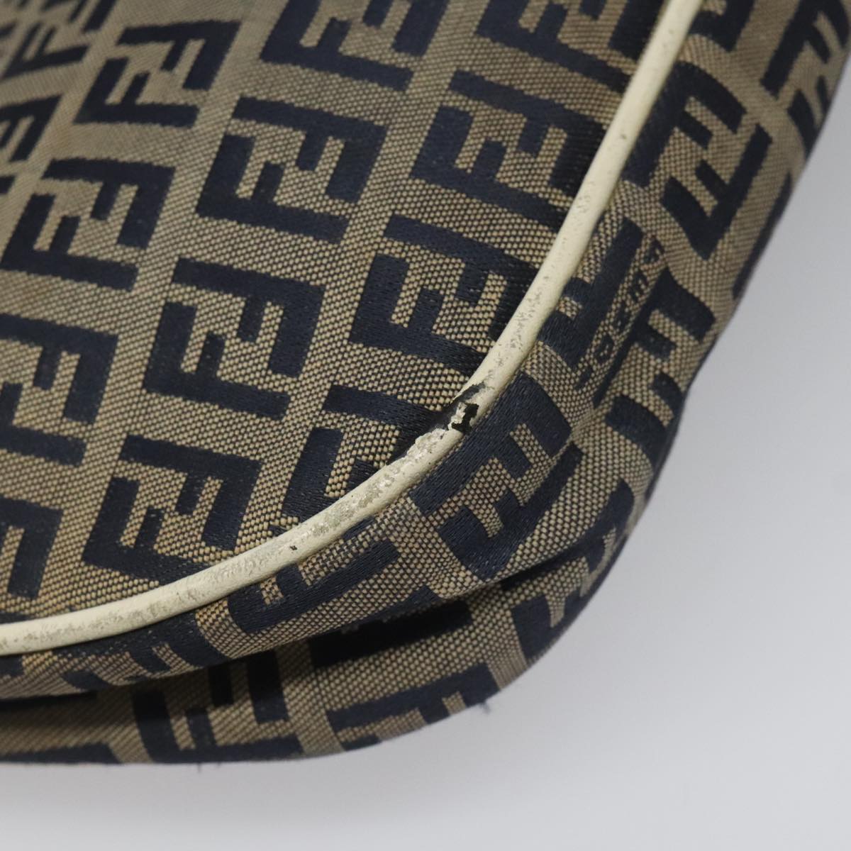 FENDI Zucchino Canvas Shoulder Bag Gray 112742