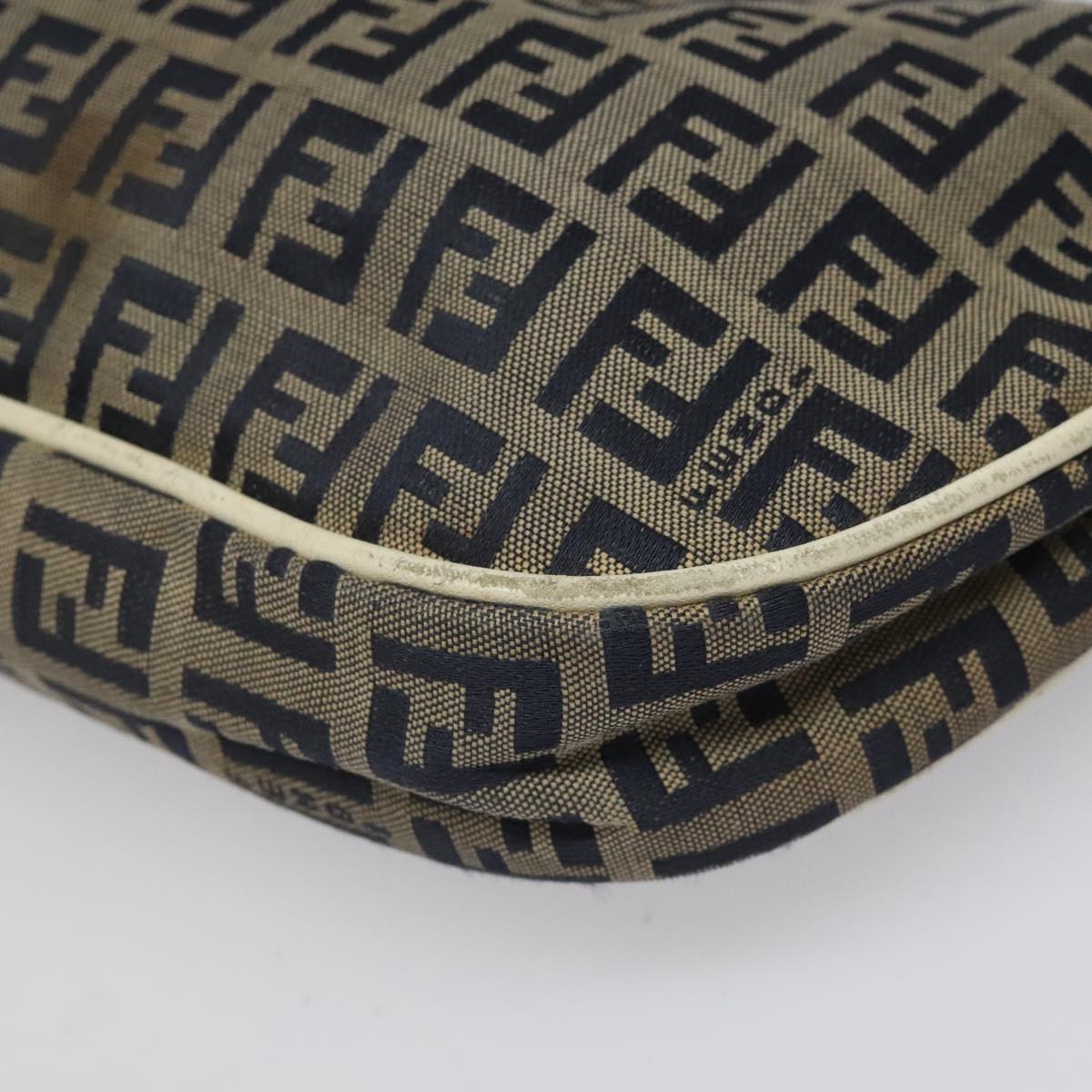 FENDI Zucchino Canvas Shoulder Bag Gray 112742