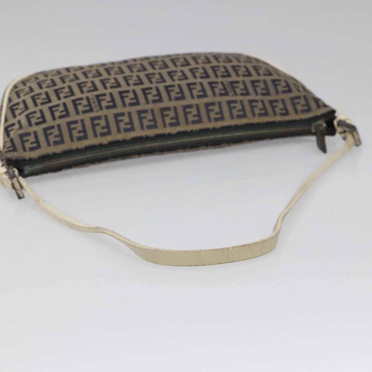 FENDI Zucchino Canvas Shoulder Bag Gray 112742