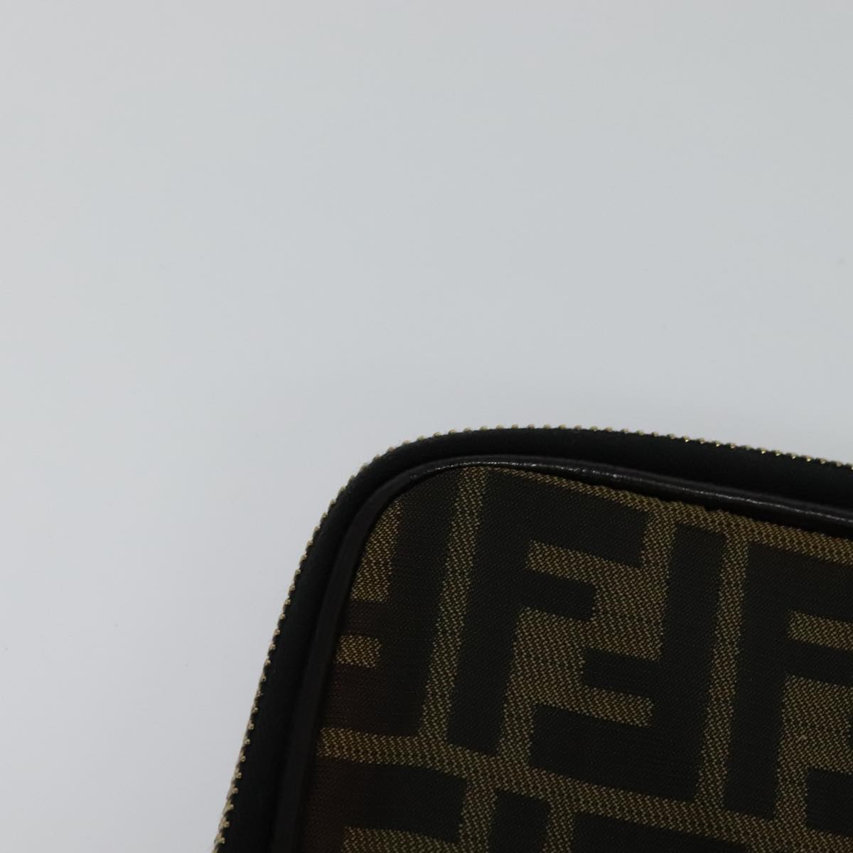 FENDI Zucca Canvas Vanity Pouch Brown Black gold 112847