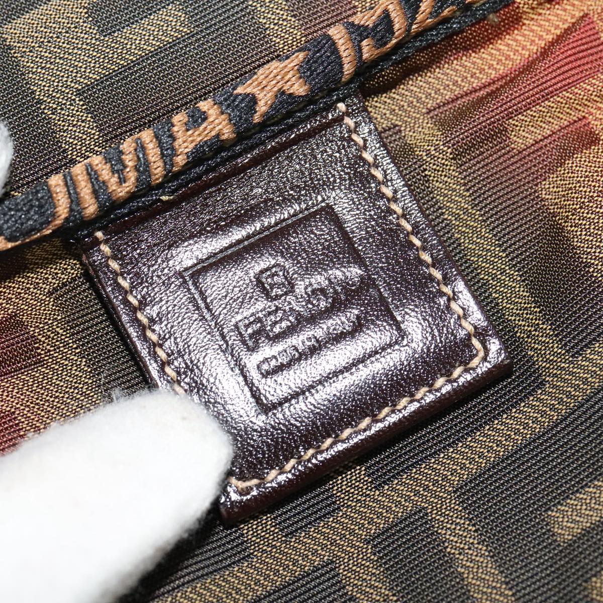 FENDI Zucca Canvas Vanity Pouch Brown Black gold 112847