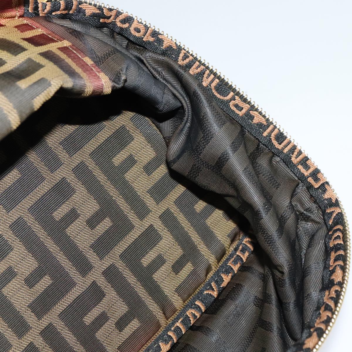 FENDI Zucca Canvas Vanity Pouch Brown Black gold 112847