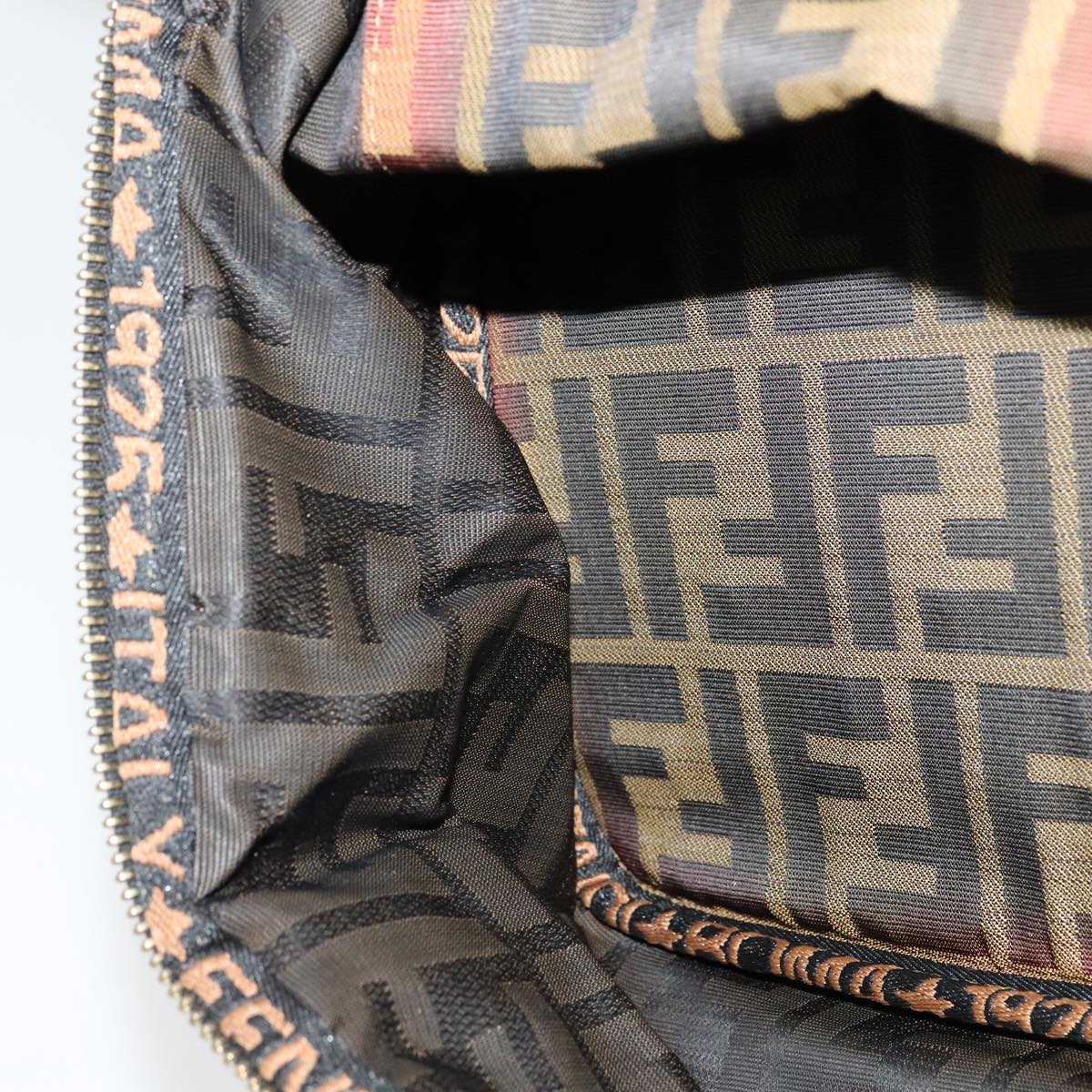 FENDI Zucca Canvas Vanity Pouch Brown Black gold 112847