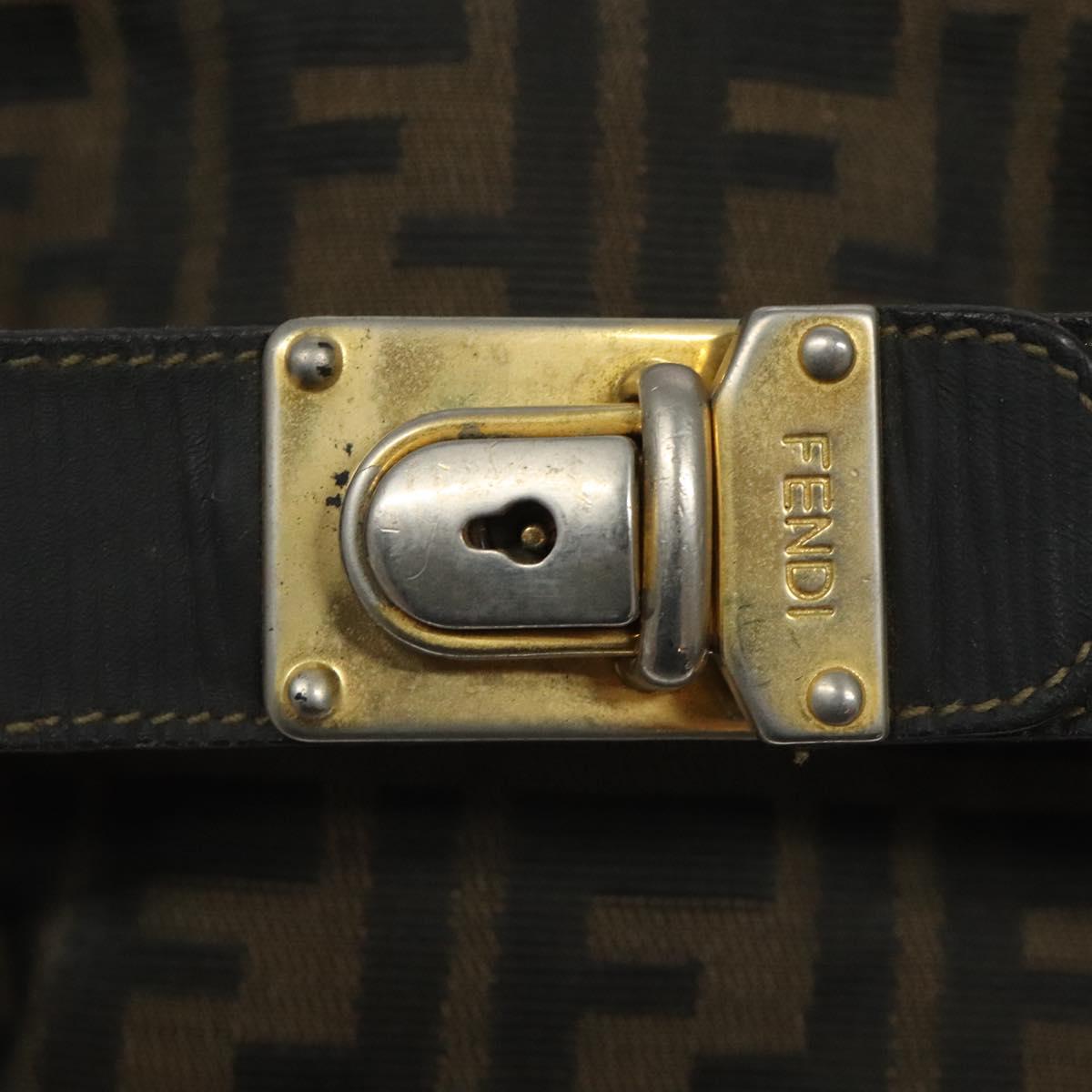 FENDI Zucca Canvas Vanity Pouch Brown Black gold 112925