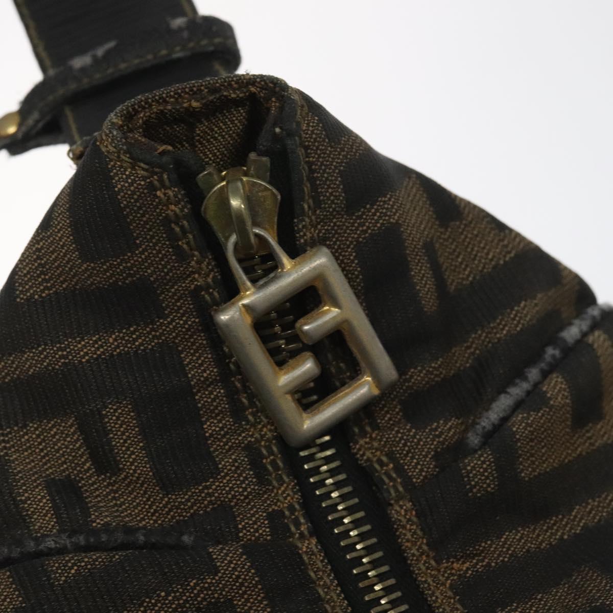 FENDI Zucca Canvas Vanity Pouch Brown Black gold 112925