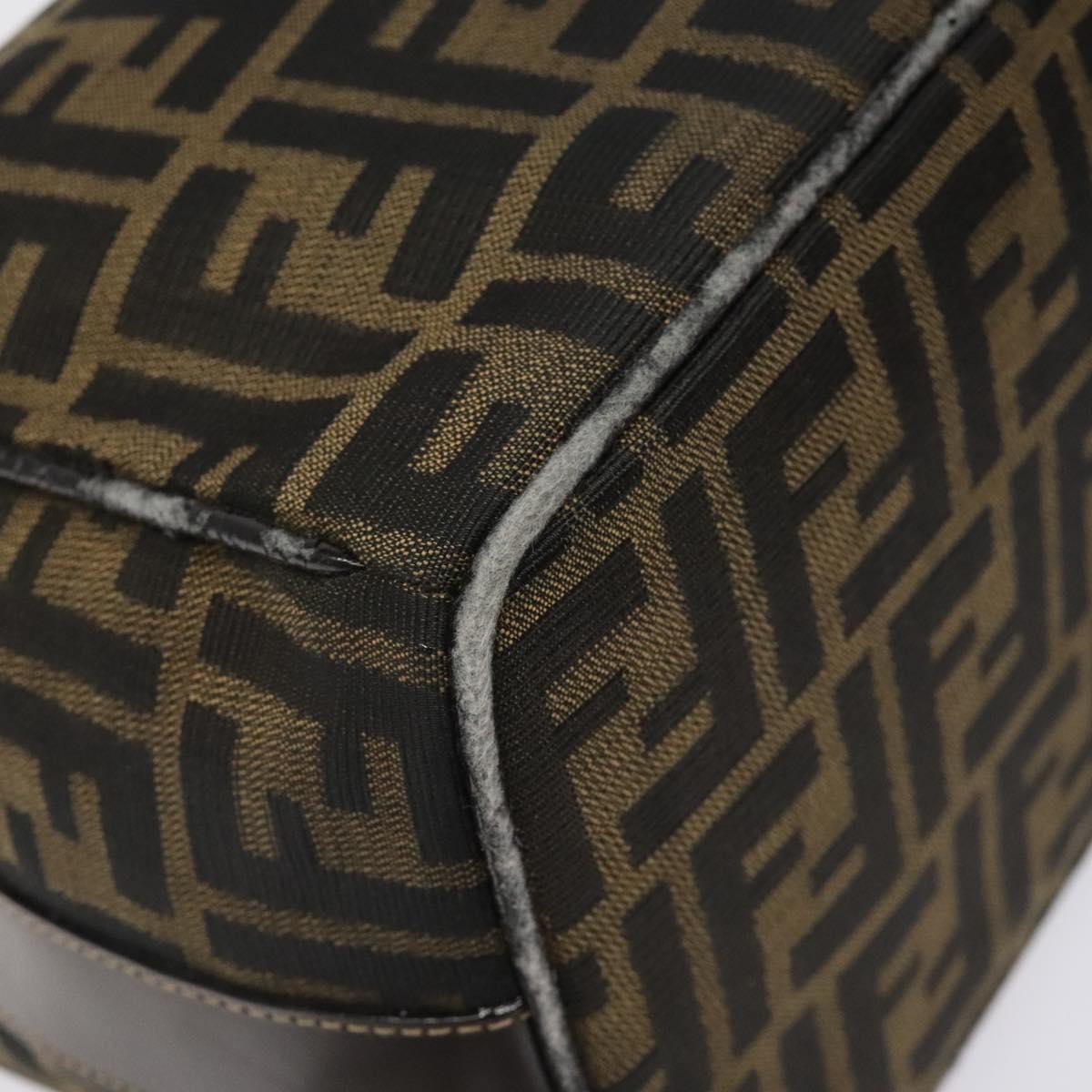 FENDI Zucca Canvas Vanity Hand Bag Brown Black gold 113069