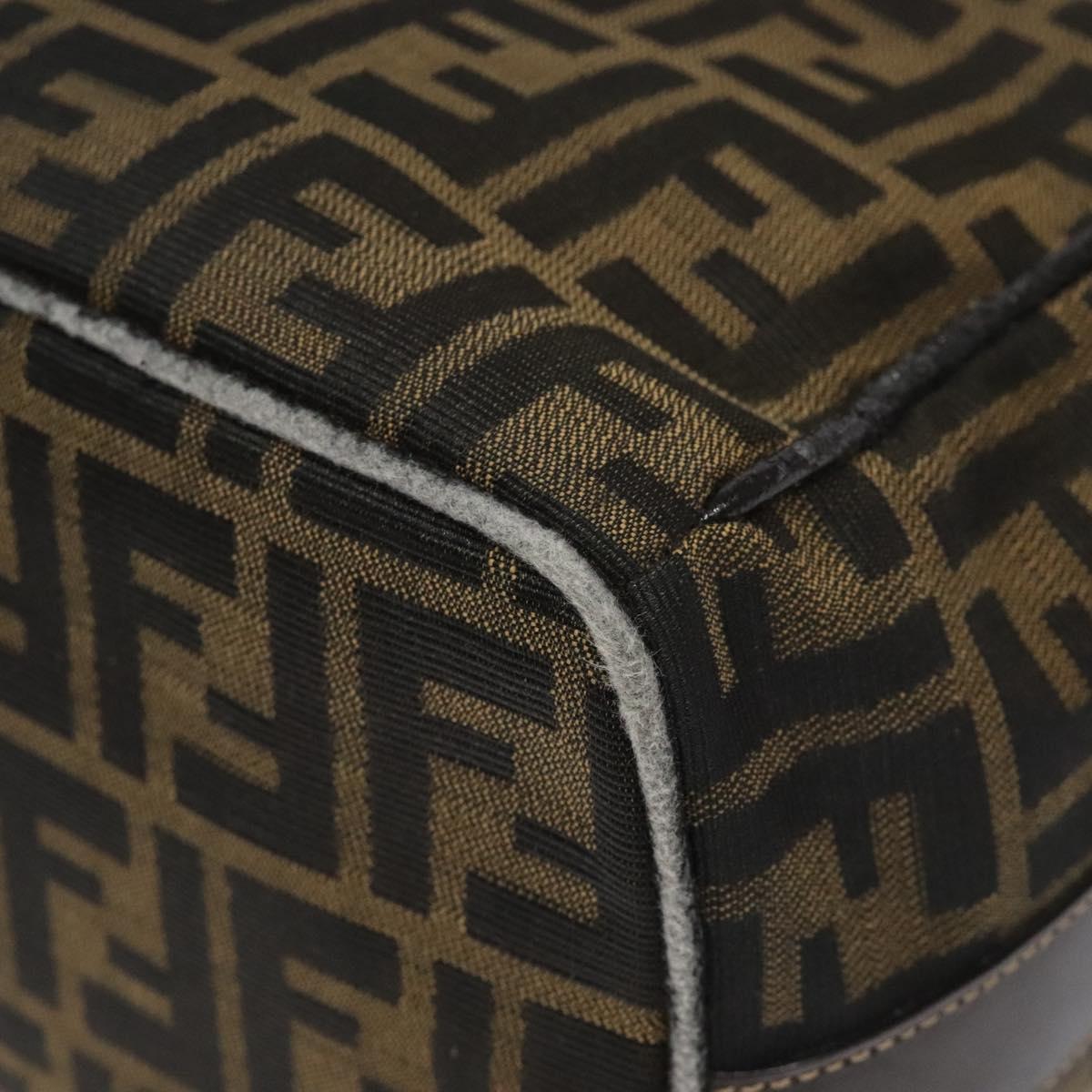 FENDI Zucca Canvas Vanity Hand Bag Brown Black gold 113069
