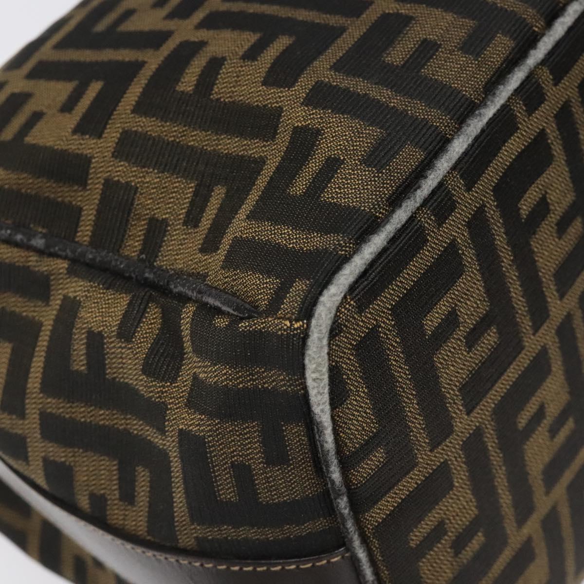 FENDI Zucca Canvas Vanity Hand Bag Brown Black gold 113069