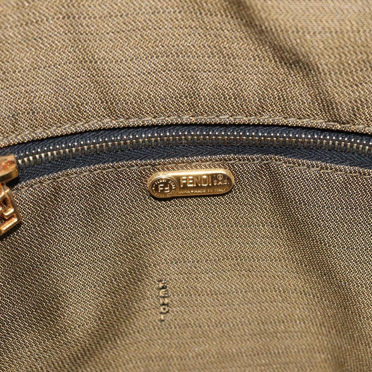 FENDI Zucca Canvas Vanity Hand Bag Brown Black gold 113069