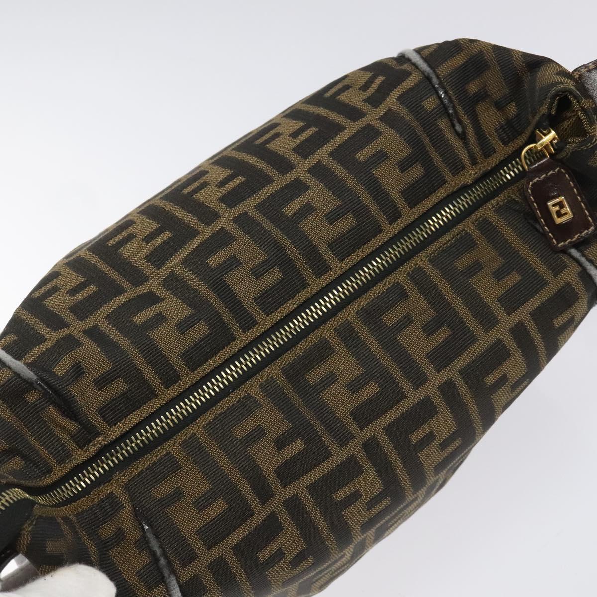 FENDI Zucca Canvas Vanity Hand Bag Brown Black gold 113069