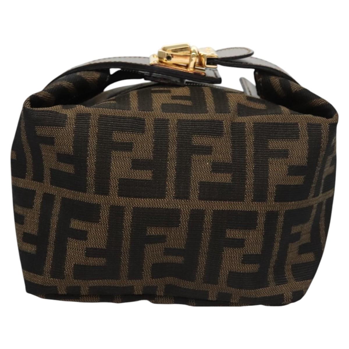 FENDI Zucca Canvas Pouch Brown Black 113193