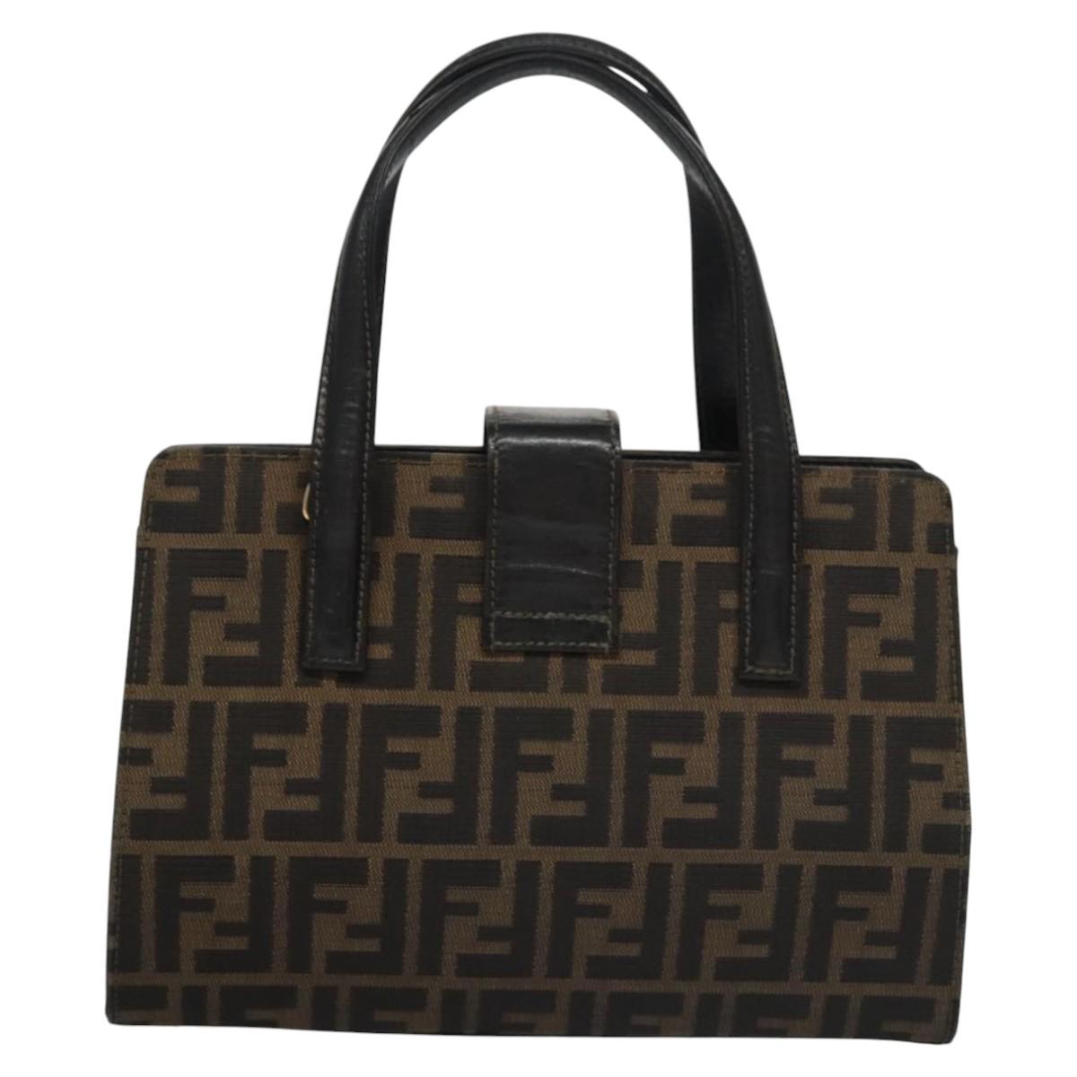 FENDI Zucca Canvas Hand Bag Brown 113221