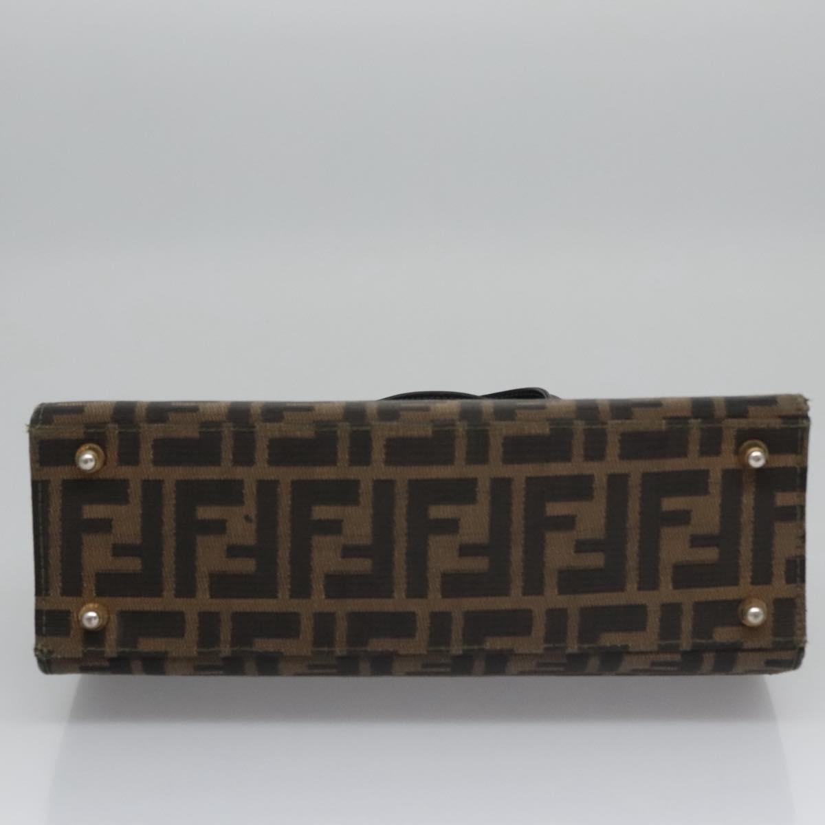 FENDI Zucca Canvas Hand Bag Brown 113221