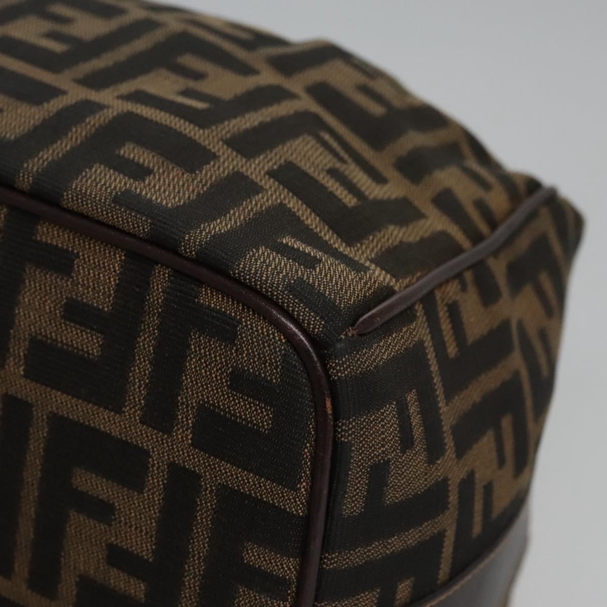 FENDI Zucca Canvas Hand Bag Brown Black gold 113255
