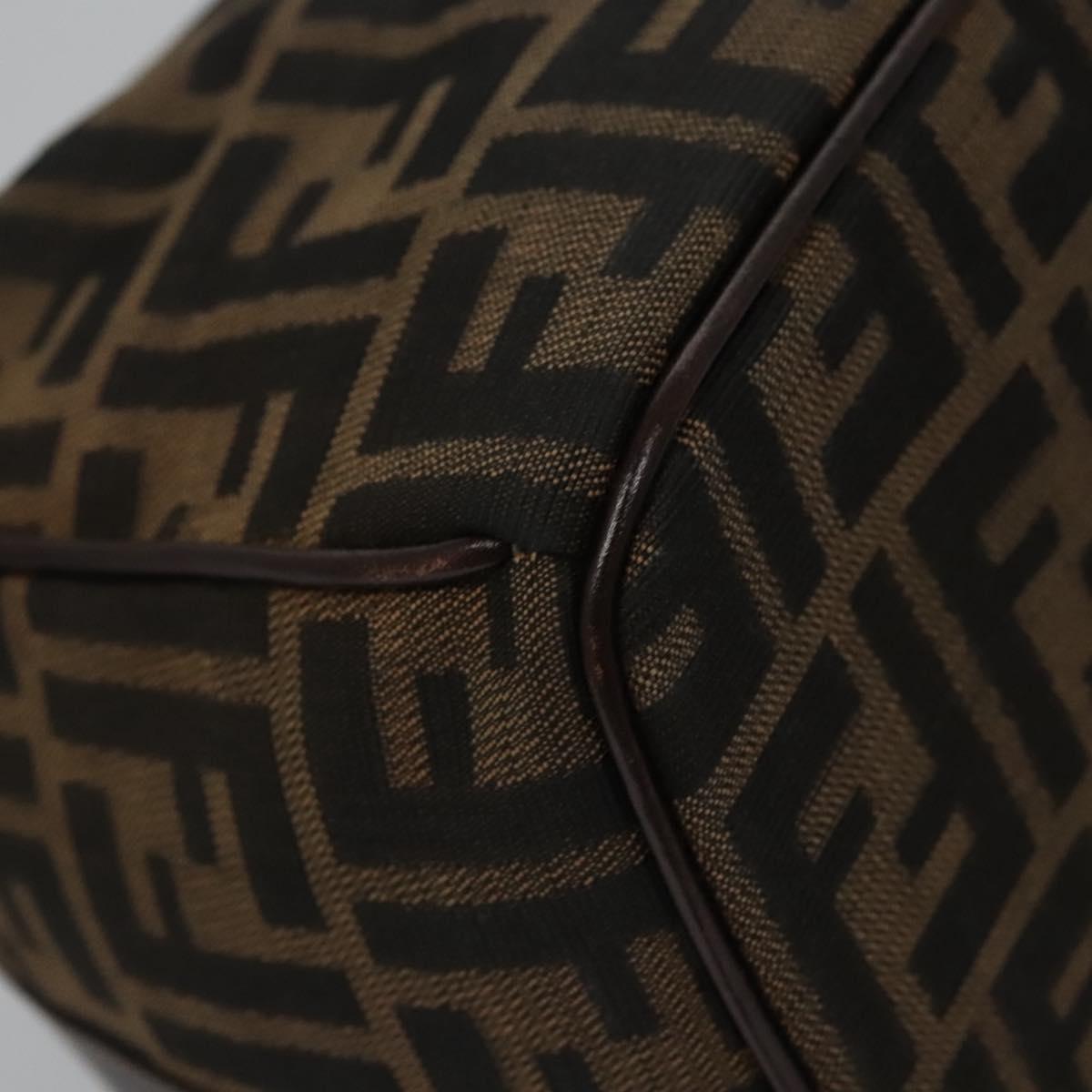 FENDI Zucca Canvas Hand Bag Brown Black gold 113255