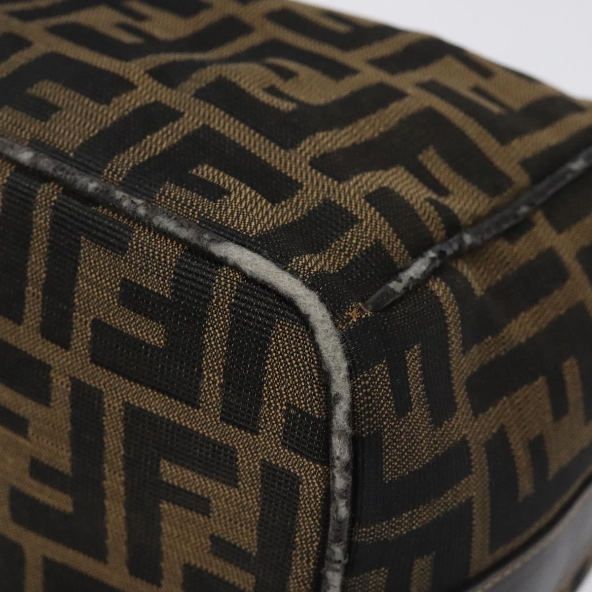 FENDI Zucca Canvas Vanity Hand Bag Brown Black gold 113284