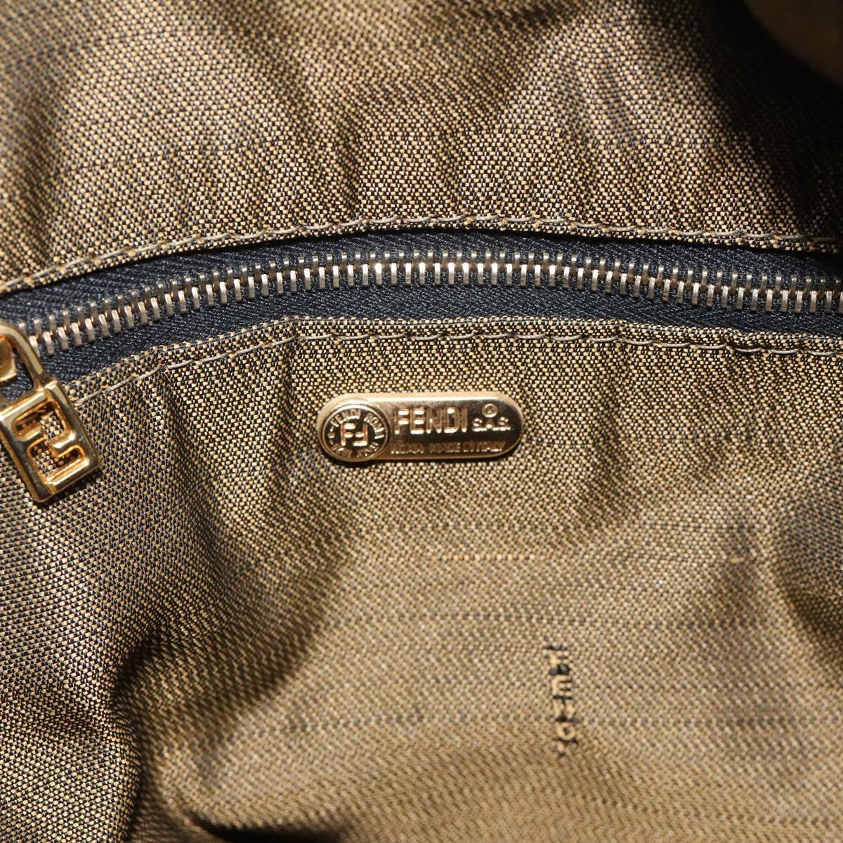 FENDI Zucca Canvas Vanity Hand Bag Brown Black gold 113284