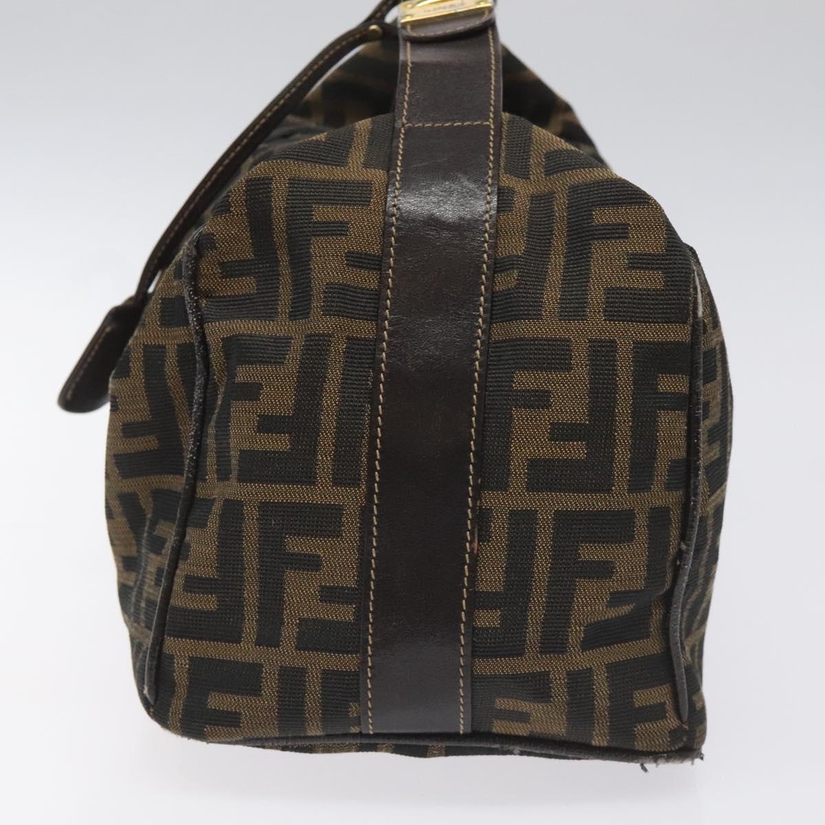 FENDI Zucca Canvas Vanity Hand Bag Brown Black gold 113284