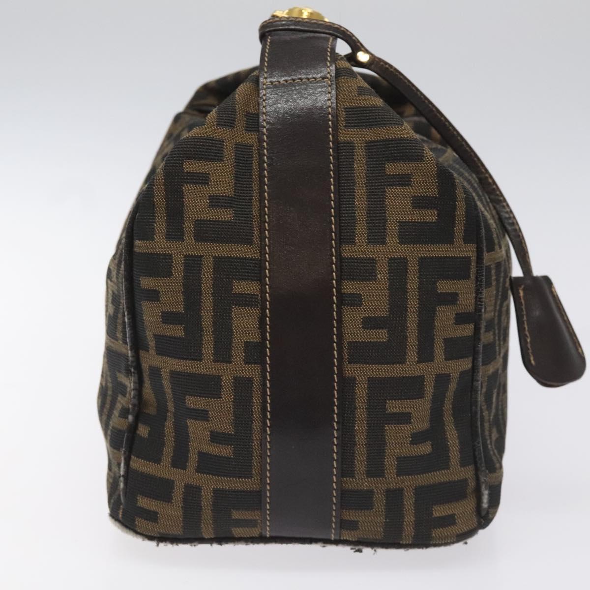 FENDI Zucca Canvas Vanity Hand Bag Brown Black gold 113284