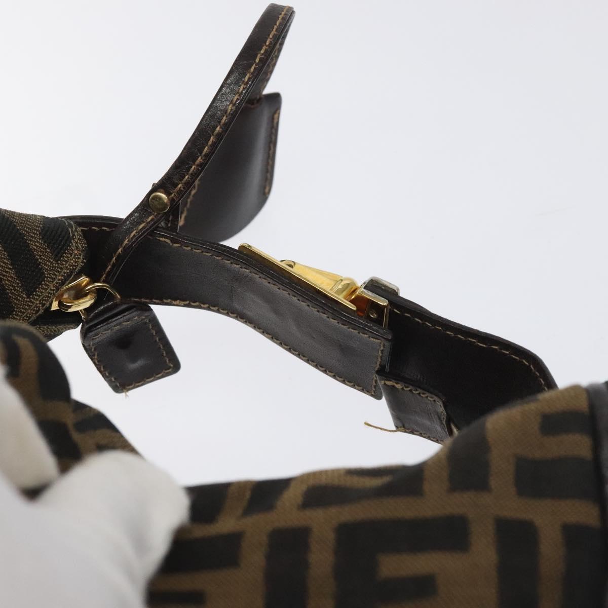 FENDI Zucca Canvas Vanity Hand Bag Brown Black gold 113284