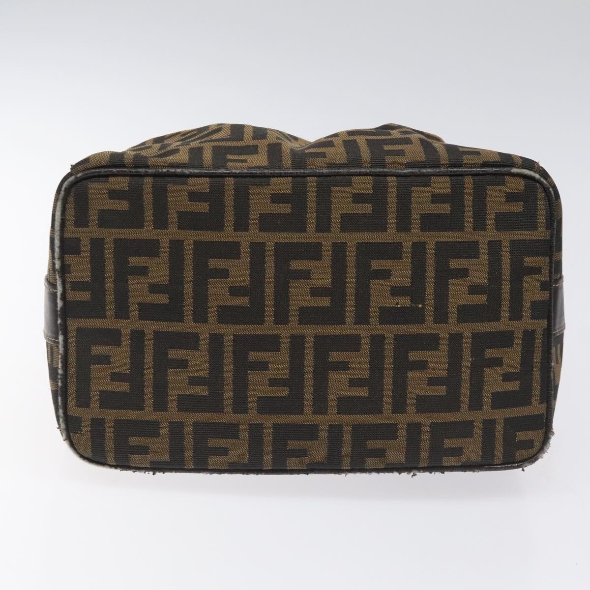 FENDI Zucca Canvas Vanity Hand Bag Brown Black gold 113284