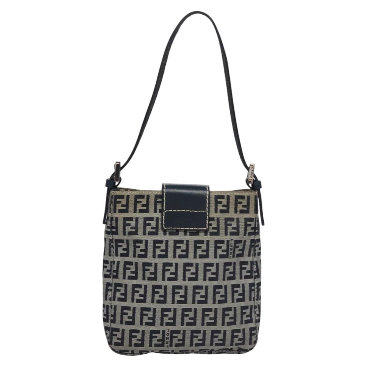 FENDI Zucchino Canvas Hand Bag Navy 113285