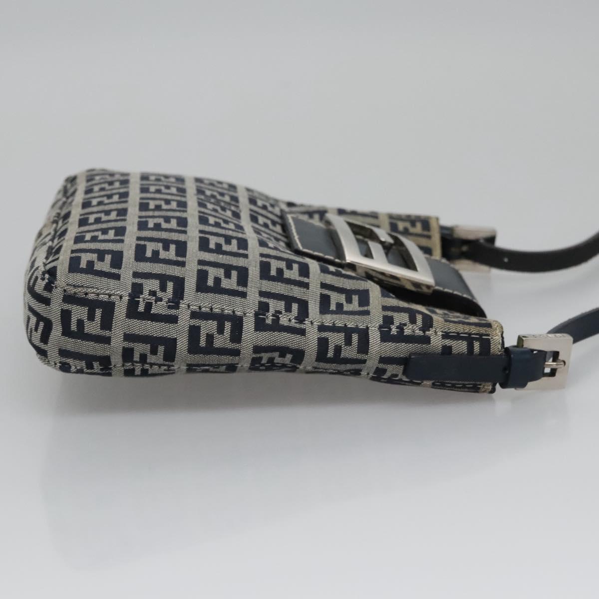 FENDI Zucchino Canvas Hand Bag Navy 113285