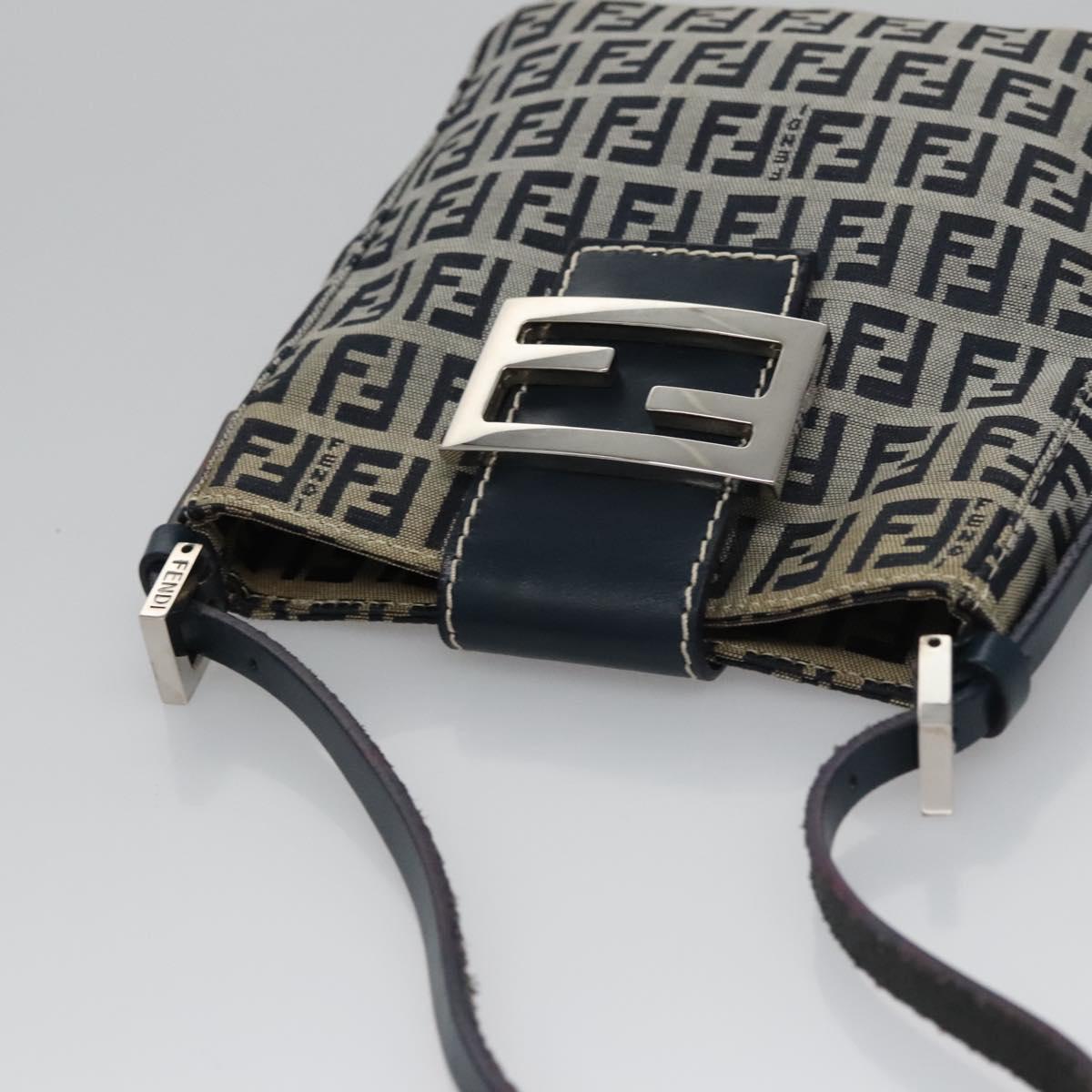 FENDI Zucchino Canvas Hand Bag Navy 113285