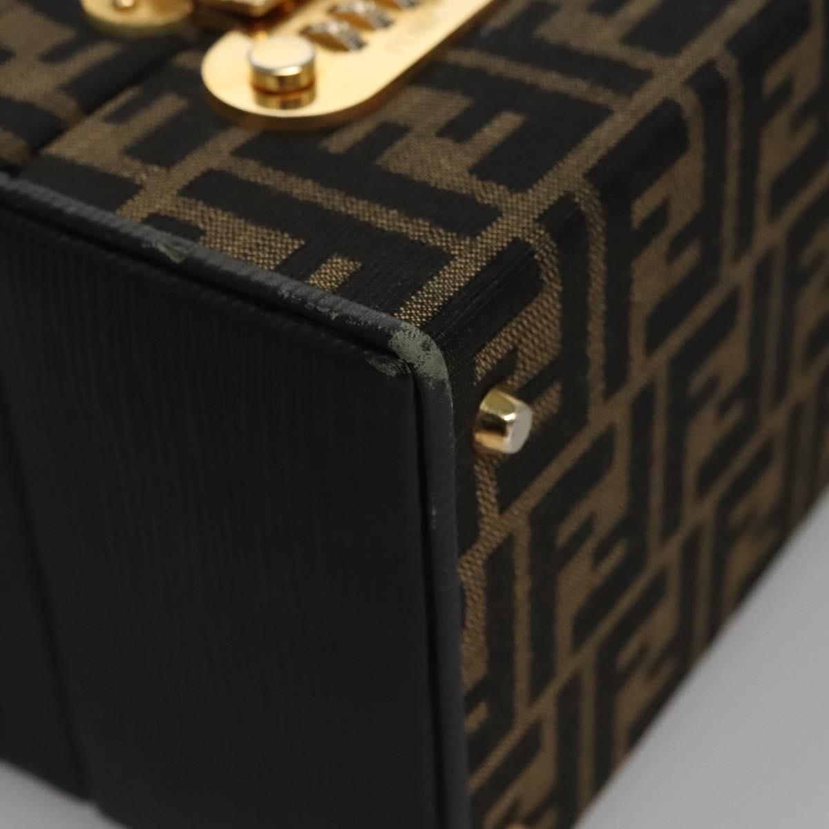 FENDI Zucca Canvas Hand Bag 2way Brown Black gold 113513