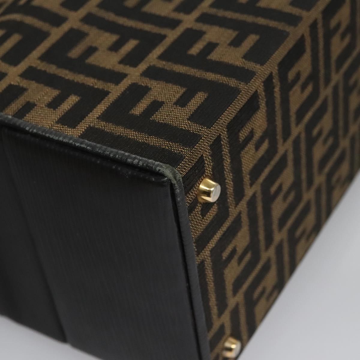 FENDI Zucca Canvas Hand Bag 2way Brown Black gold 113513