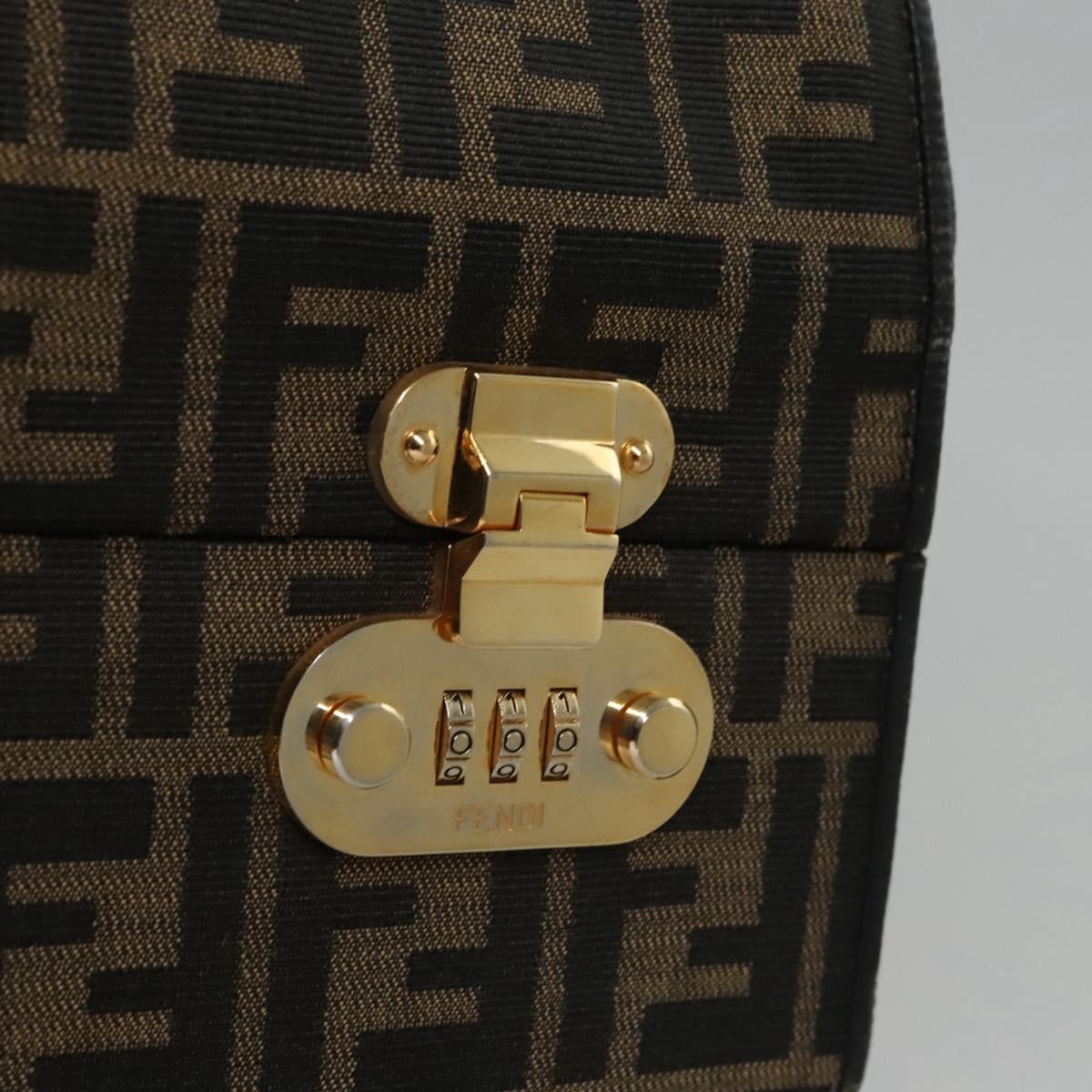 FENDI Zucca Canvas Hand Bag 2way Brown Black gold 113513