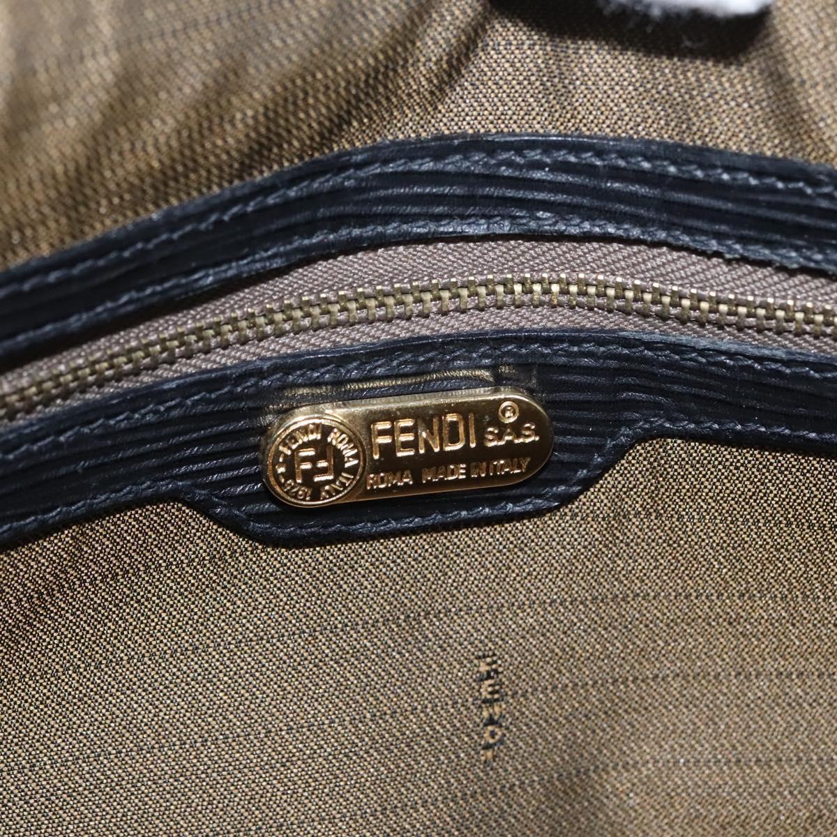 FENDI Zucca Canvas Hand Bag 2way Brown Black gold 113513