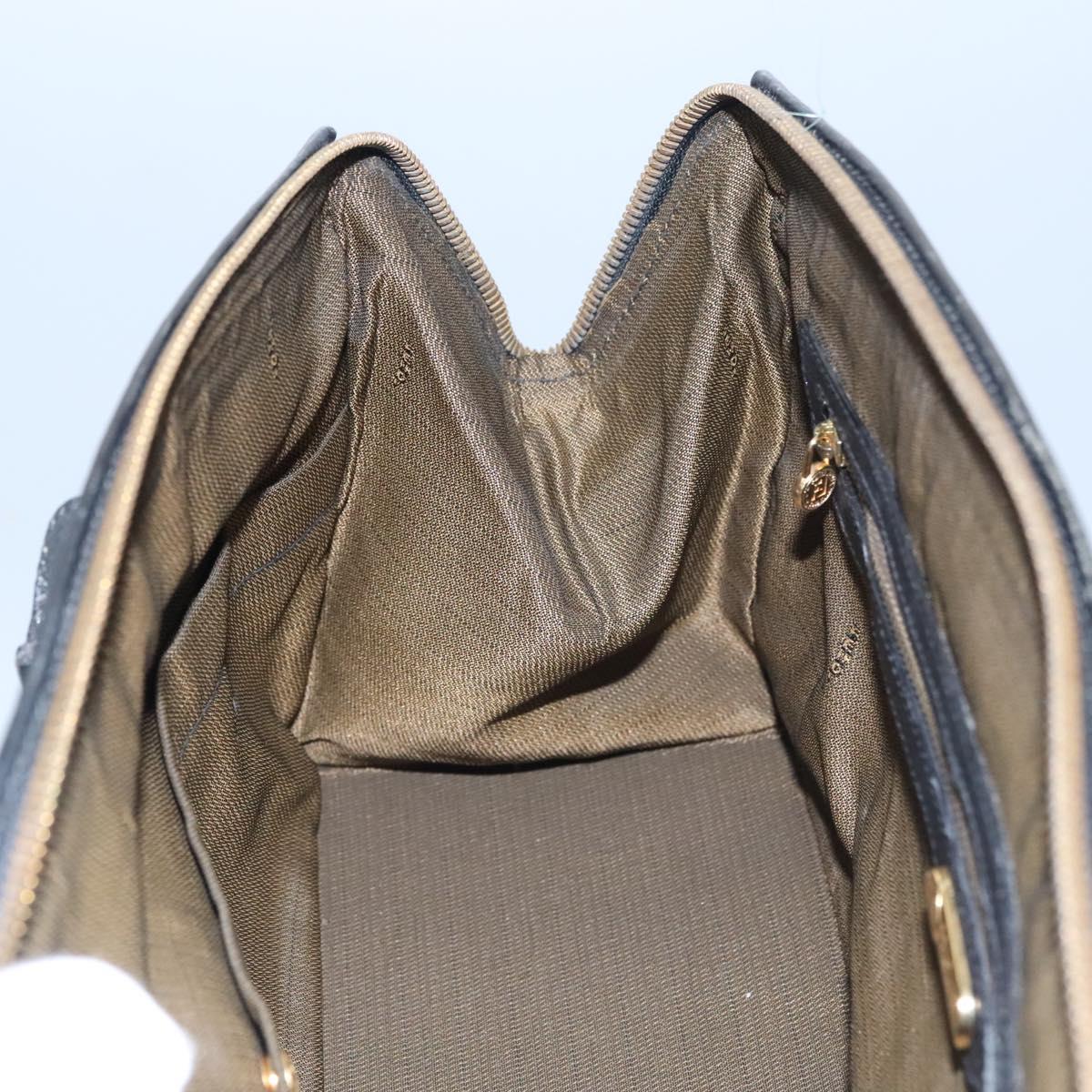 FENDI Zucca Canvas Hand Bag 2way Brown Black gold 113513