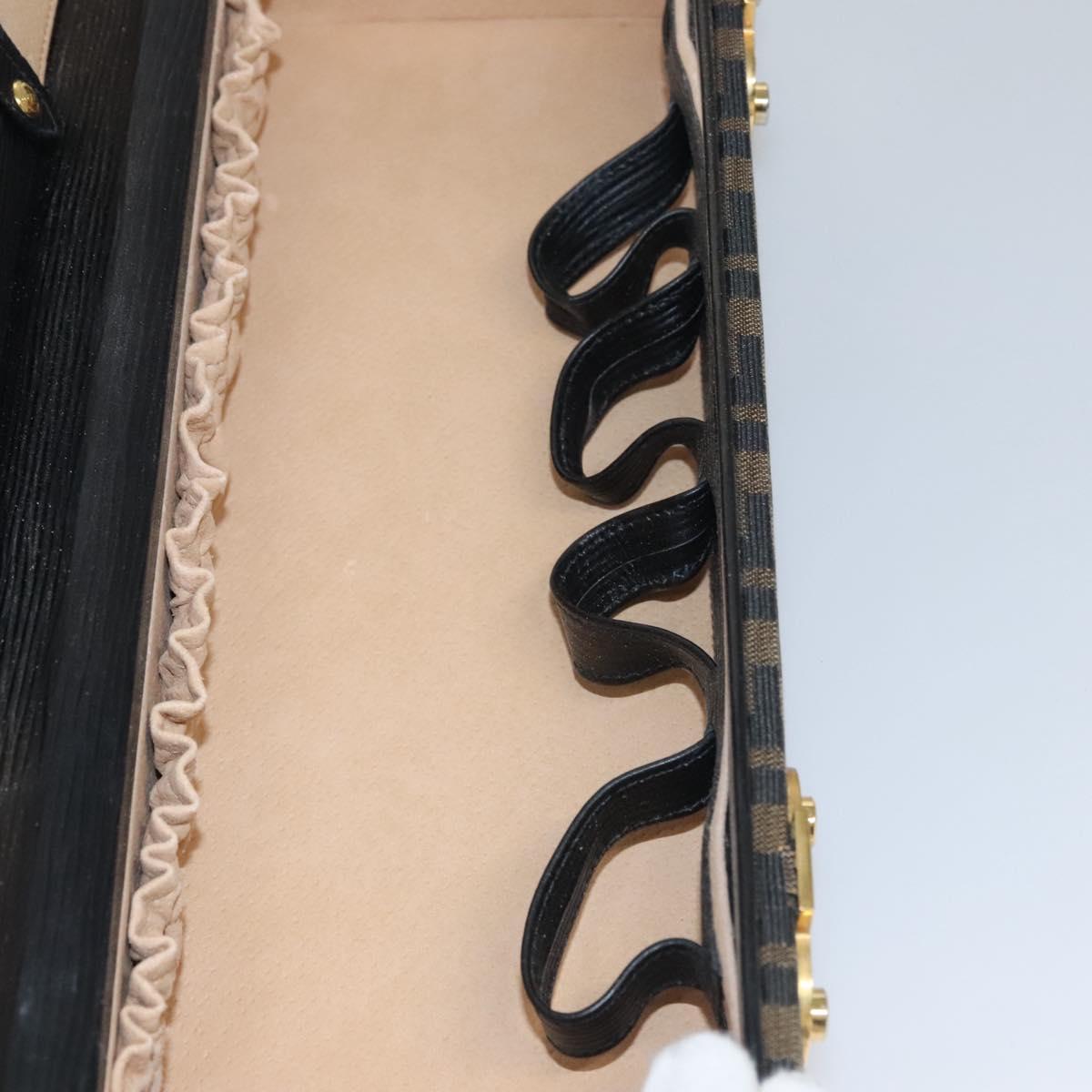 FENDI Zucca Canvas Hand Bag 2way Brown Black gold 113513