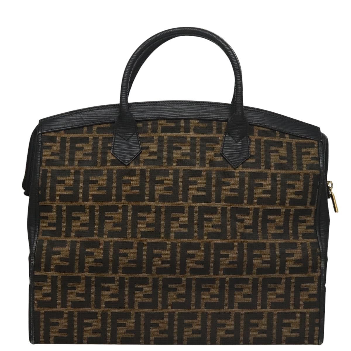 FENDI Zucca Canvas Hand Bag 2way Brown Black gold 113513