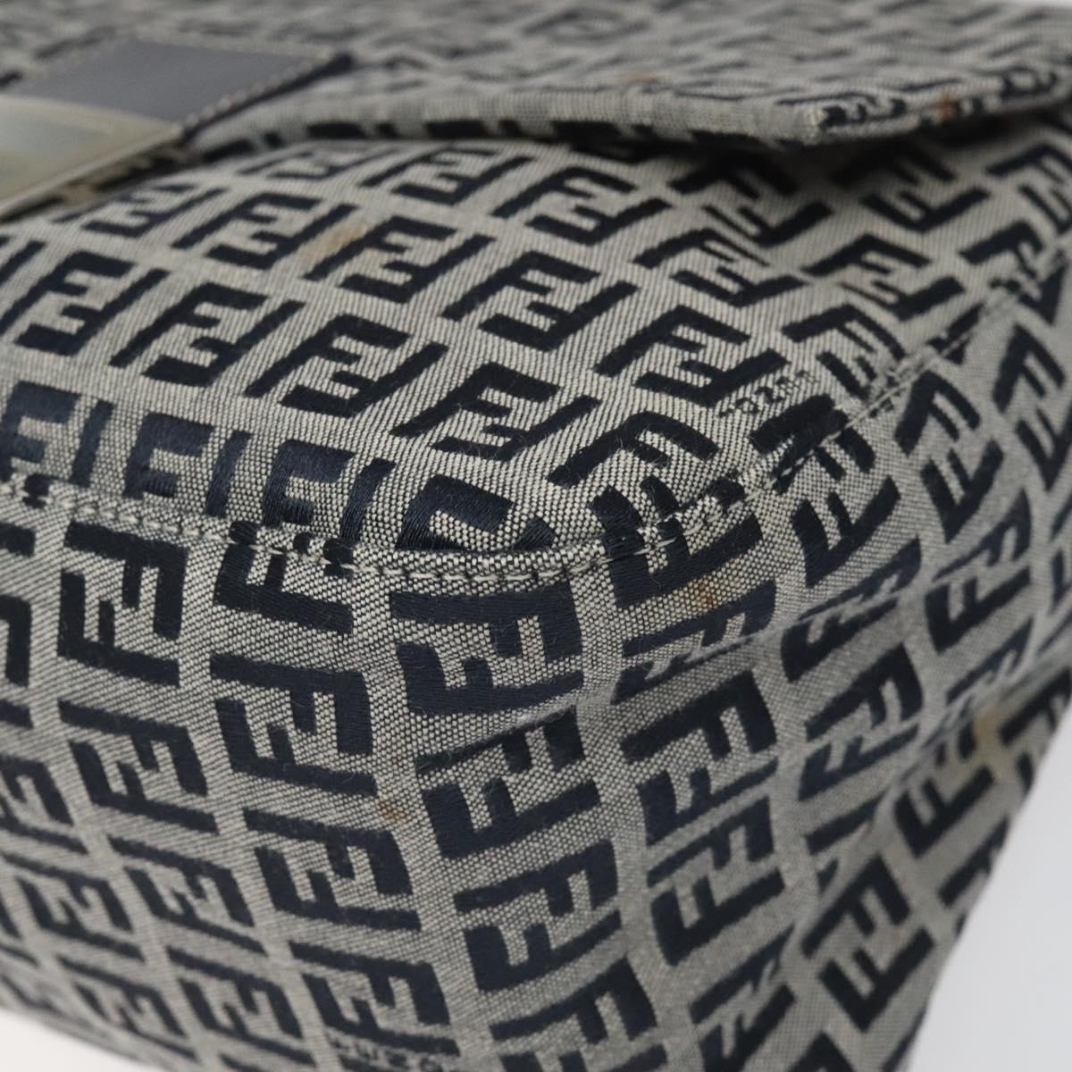FENDI Zucchino Canvas Mamma Baguette Shoulder Bag Navy 113562