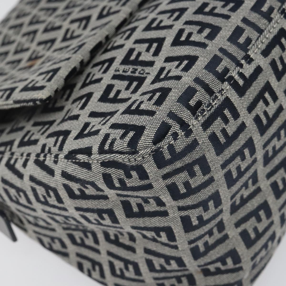 FENDI Zucchino Canvas Mamma Baguette Shoulder Bag Navy 113562