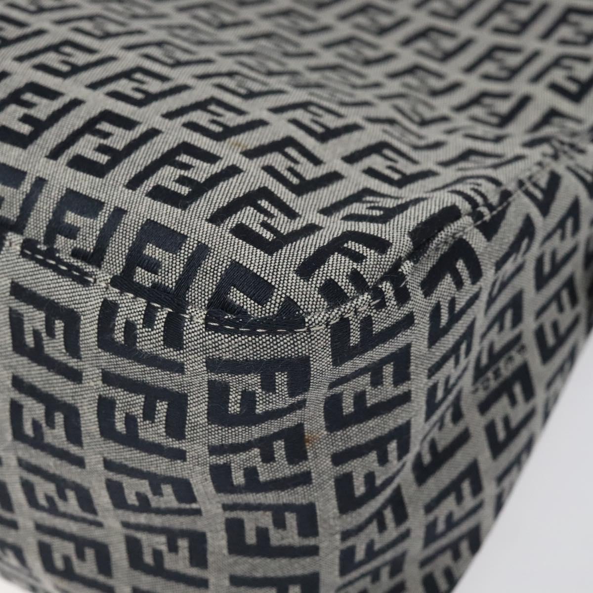 FENDI Zucchino Canvas Mamma Baguette Shoulder Bag Navy 113562