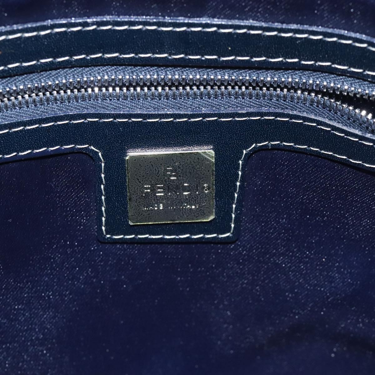 FENDI Zucchino Canvas Mamma Baguette Shoulder Bag Navy 113562