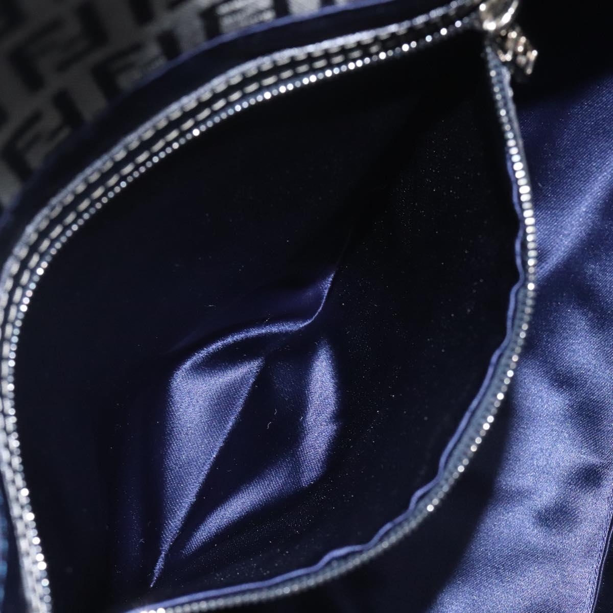 FENDI Zucchino Canvas Mamma Baguette Shoulder Bag Navy 113562