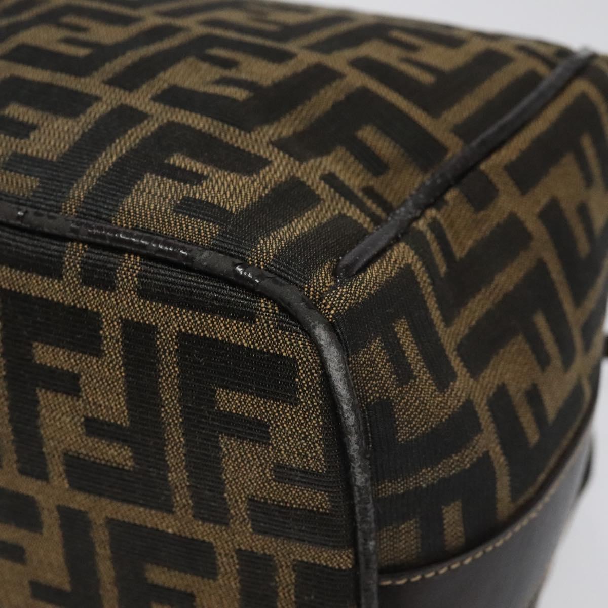 FENDI Zucca Canvas Hand Bag Brown Black 113568